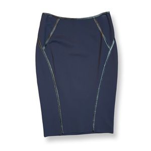 DONNA KARAN Leather Trim Pencil Skirt, sz 4